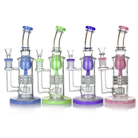 Buzzed Lightyear ⋇ 4 Colors ⋇ 9.5" Triple Colored Perc Glass Bongs