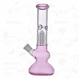 Curvy Babe ⋇ 10 Inch ⋇ Pink Colored Perc Glass Ice Bong