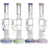 Icy Triplet ⋇ 4 Colored ⋇ 14" Colored Triple Perc Glass Ice Bongs