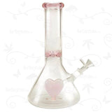 Perky Lover ⋇ 10 Inch ⋇ Pink Colored Perc Ice Glass Heart Bongs