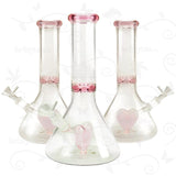 Perky Lover ⋇ 10 Inch ⋇ Pink Colored Perc Ice Glass Heart Bongs