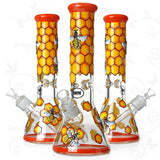 The Queen Bee ⋇ 13.5 Inch ⋇ 9mm Extra Thick Honey Bee Ice Glass Bongs