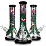 The Tripper ⋇ 13.5 Inch ⋇ Leaf Themed Glowing 7mm Thick Glass Ice Bongs