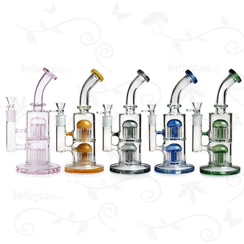 Thunder Stacker ⋇ 6 Colors ⋇ 11" Colored Double Perc Bongs